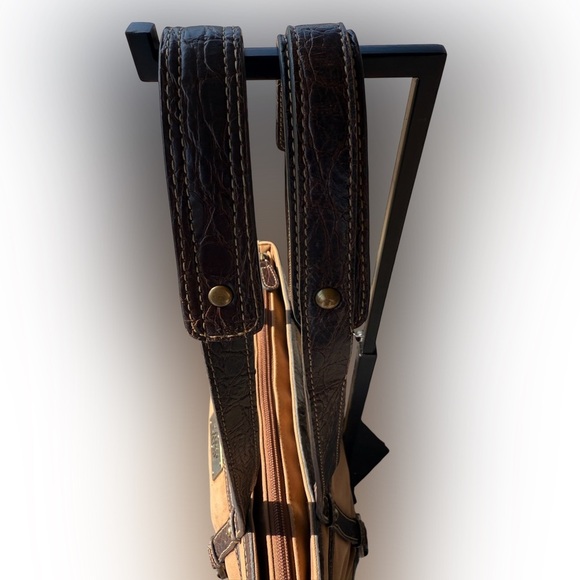 Franco Sarto Faux Suede Tan & Dark Brown Shoulder Bag W Small Flashlight Holder - Picture 14 of 17